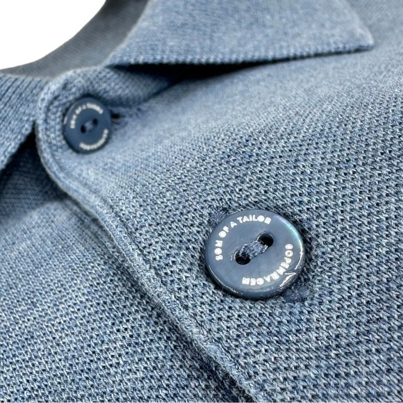 SON OF A TAILOR The Classic Polo Shirt Supima Cotton Short Sleeve Blue - Picture 6 of 7